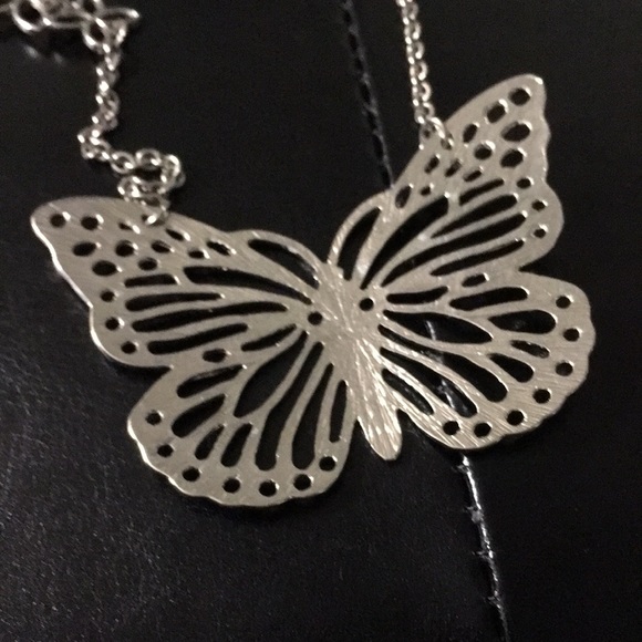 Silver Tone Butterfly Chain Necklace - Picture 3 of 4
